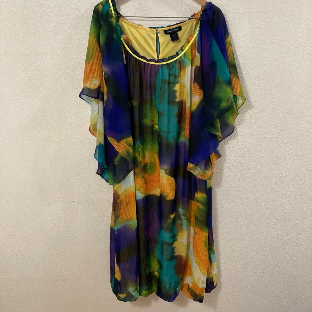 Ashley Stewart Women’s Dress Multicolor Bell Sleeveles Sz20 - Picture 3 of 15